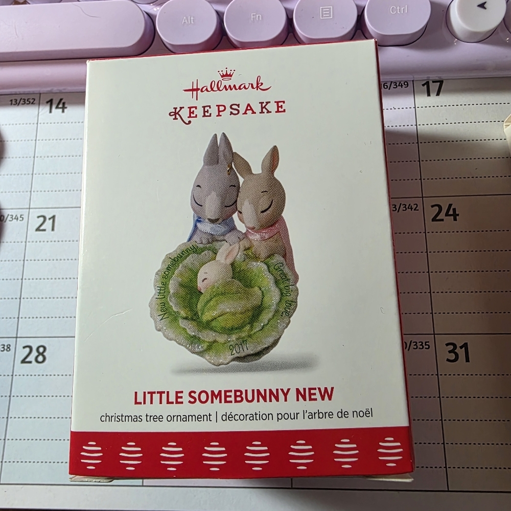 Hallmark Keepsake Little Somebunny New Ornament - Green and Pink
